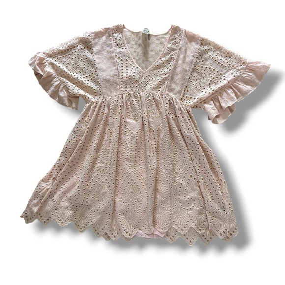 Anthropologie Dresses & Skirts - Anthropologie Akemi + Kin Pink Blush Eyelet Boho Babydoll Swing Dress 8